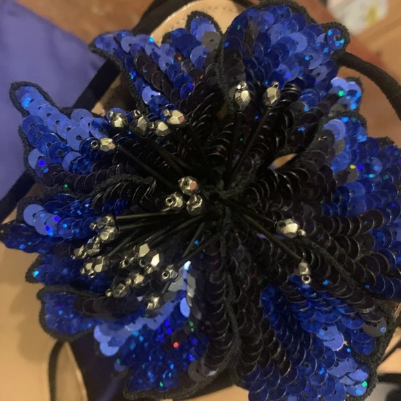 ‼️Price Firm‼️ AQUAZZURA DISCO FLOWER 105 SUEDE PUMPS IN BLACK BLUE SIZE 41 - Picture 9 of 13